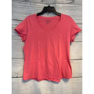 Faded Glory Pink V-Neck T-Shirt Size Large